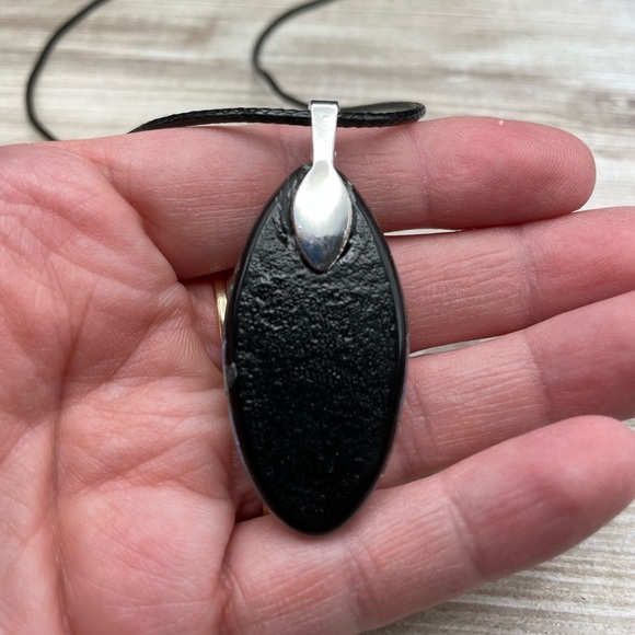 Dichroic Glass Pendant with Cord - Picture 3 of 4